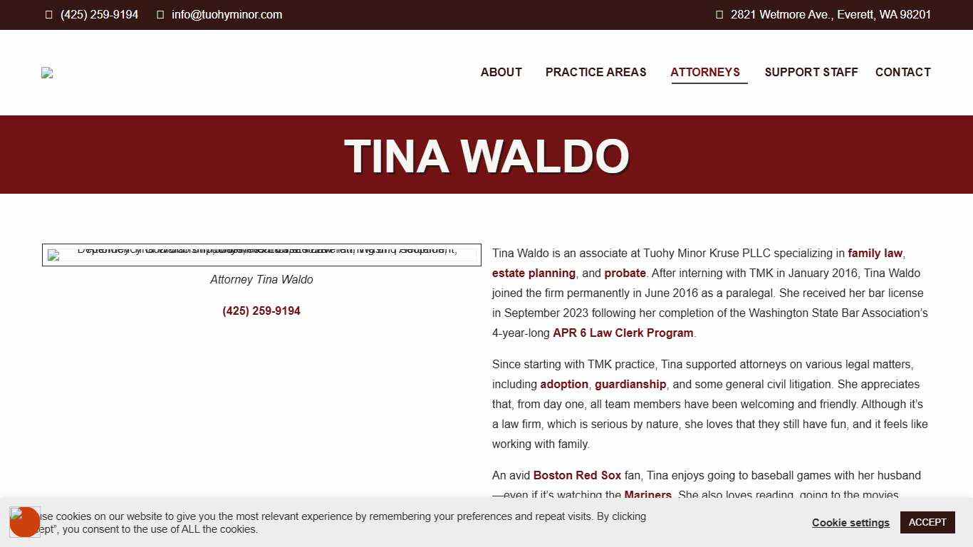 Tina Waldo - Tuohy Minor Kruse PLLC - Adoption, Business Law, Estate Planning, Probate